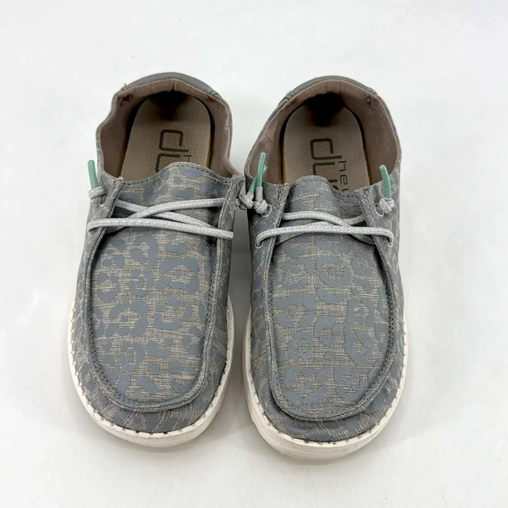 Hey Dude Youth Cat Eye Grey Boat Shoes Slip On Loafers Shoes